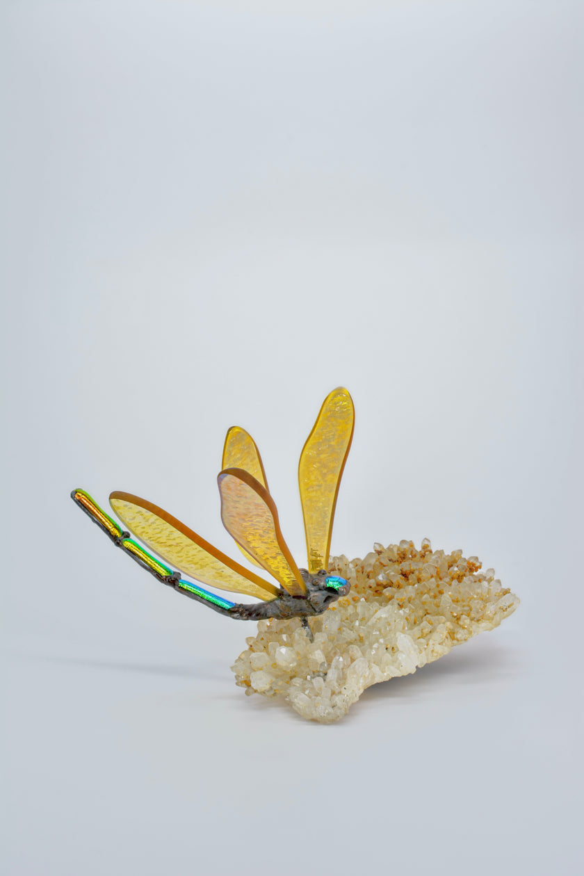 Napsugár szitakötő drúza kvarcon