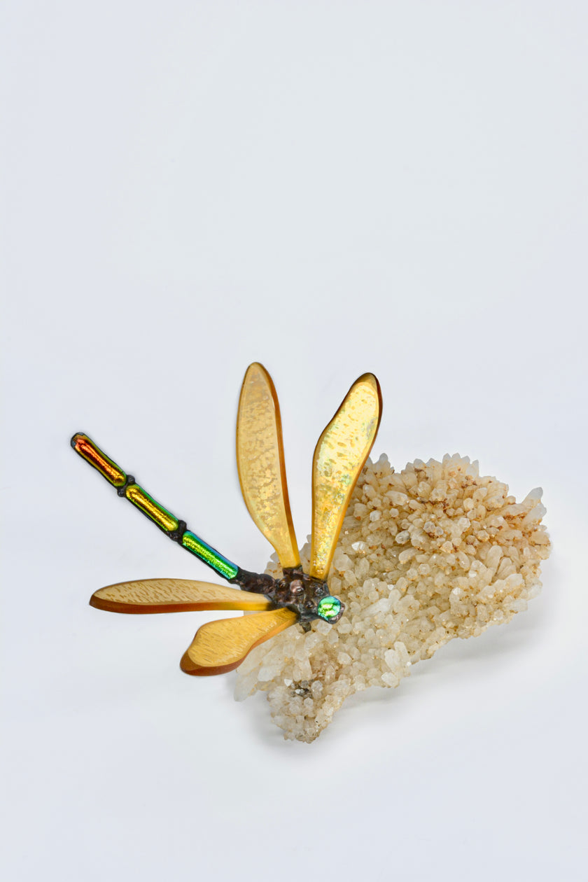 Napsugár szitakötő drúza kvarcon